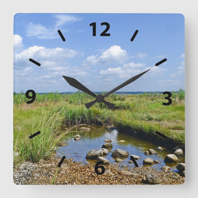 Relógio Quadrado Hammonasset Beach Wall Clock (Frente)