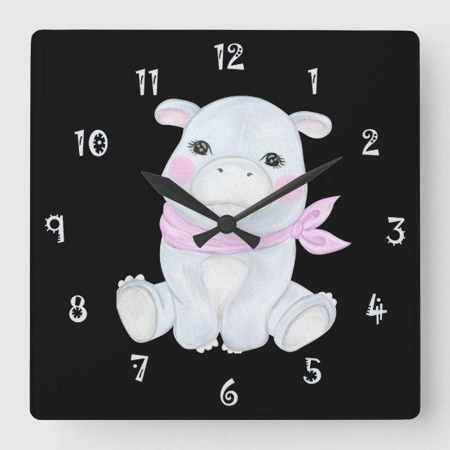 Relógio Quadrado Hancy The Hippo Wall Clock (Frente)