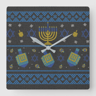 Relógio Quadrado hanukkah - travesseiro decorativo