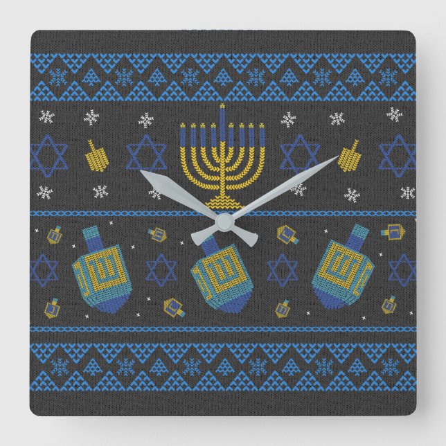 Relógio Quadrado hanukkah - travesseiro decorativo (Frente)