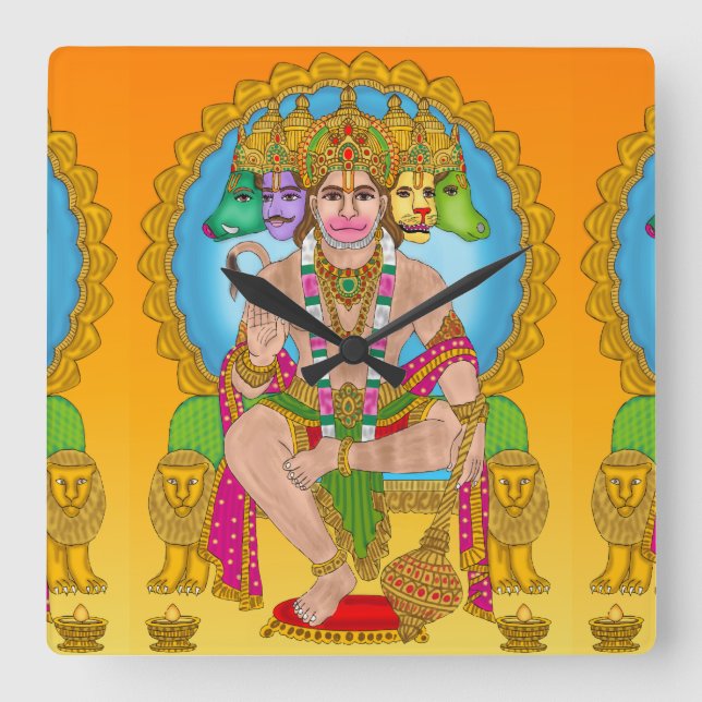 Relógio Quadrado Hanuman Ji | Hindu Lord Hanuman S (Frente)