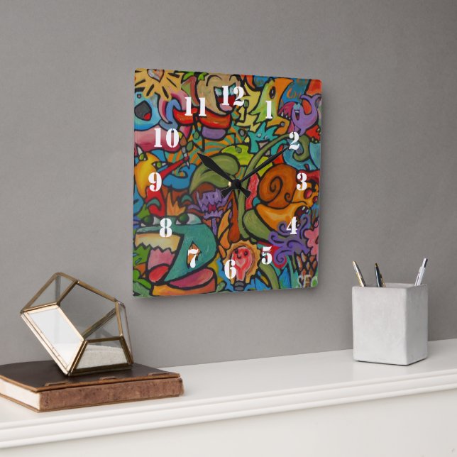 Relógio Quadrado Happiness By Squid Fear City (Escritório)