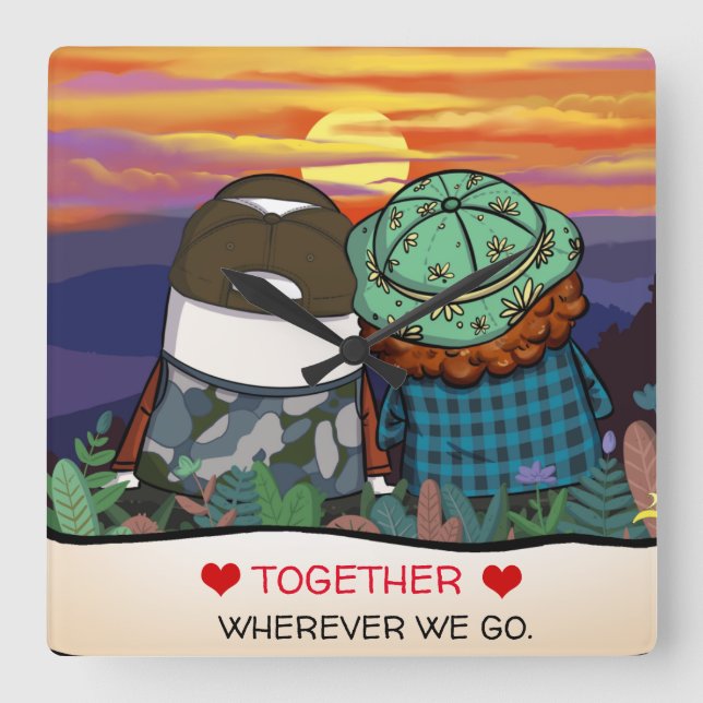 Relógio Quadrado Happy Camper Life Cote Cote Cote Definição de Cóta (Frente)