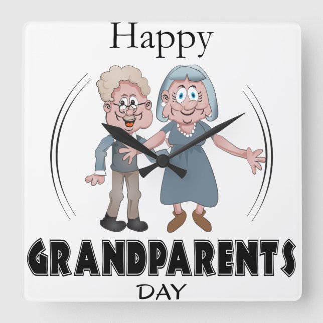 Relógio Quadrado Happy Grandparents Day Clock (Frente)