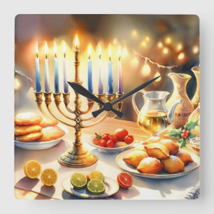 Relógio Quadrado Happy Hanukkah