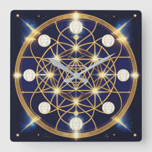 Relógio Quadrado Harmonia Celestial – A Luz Dentro da Grade
