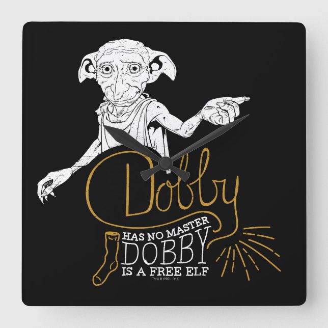 Relógio Quadrado Harry Potter | Dobby Has No Master (Frente)