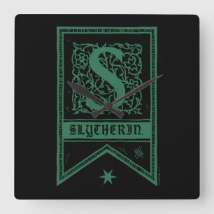 Relógio Quadrado Harry Potter  Faixa do Monograma da Slytherin