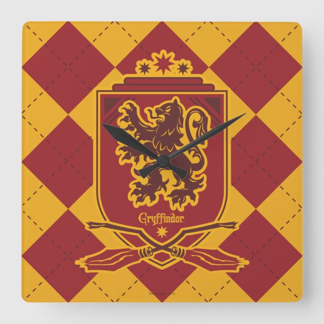 Relógio Quadrado Harry Potter | Gryffindor QUIDDITCH™ Crest (Frente)