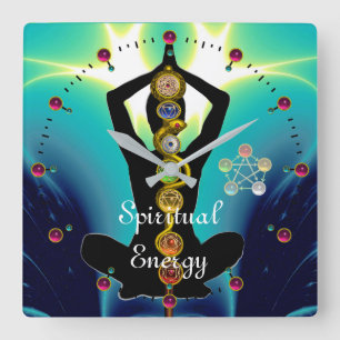 Relógio Quadrado HASTE de ASCLEPIUS 7 CHAKRAS, azul da POSE de