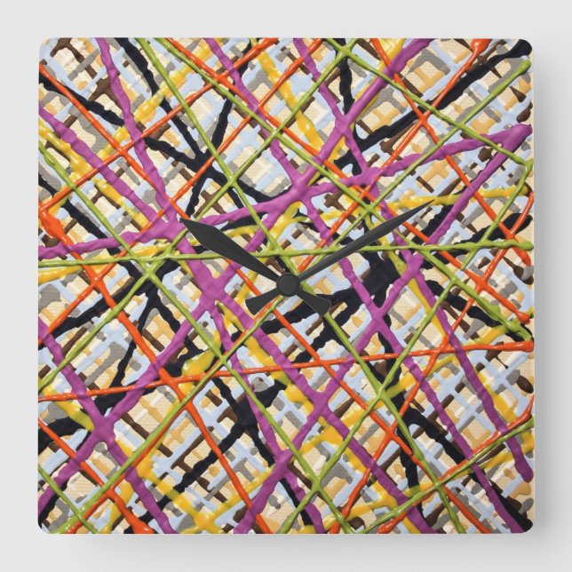 Relógio Quadrado Haystack in Purple Wall Clock (Frente)