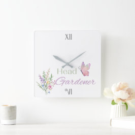 Relógio Quadrado Head Gardener Floral, Mothers Day, Birthday
