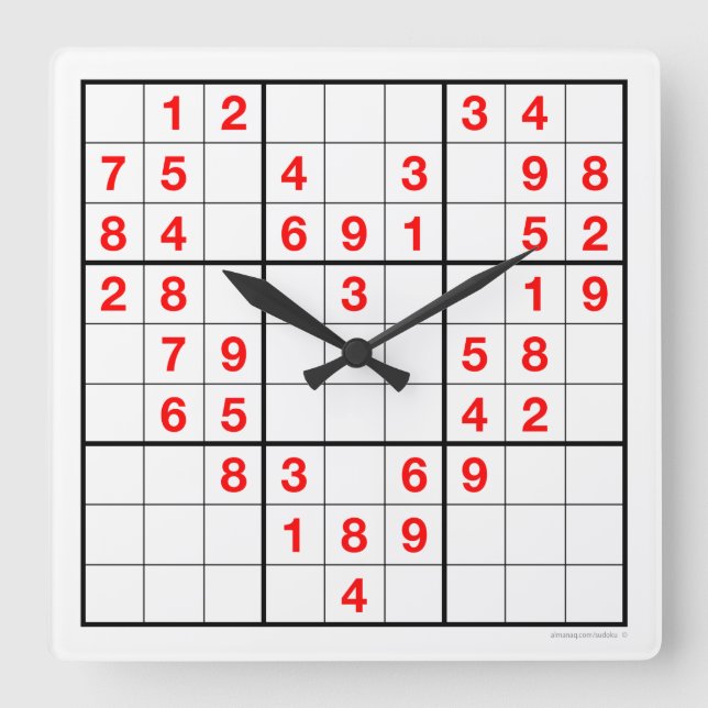 Relógio Quadrado Heart Sudoku Clock com quebra-cabeça baixável (Frente)