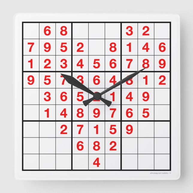 Relógio Quadrado Heart Sudoku Clock com quebra-cabeça baixável (Eas (Frente)