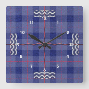 Relógio Quadrado Heather Blue Xadrez