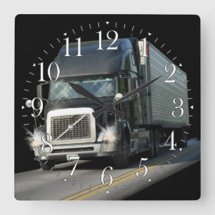 Relógio Quadrado Heavy Transport Black Cargo Truck Art Wall Clock