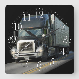 Relógio Quadrado Heavy Transport Black Cargo Truck Art Wall Clock