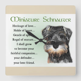 Relógio Quadrado Herança do filhote de cachorro do Schnauzer