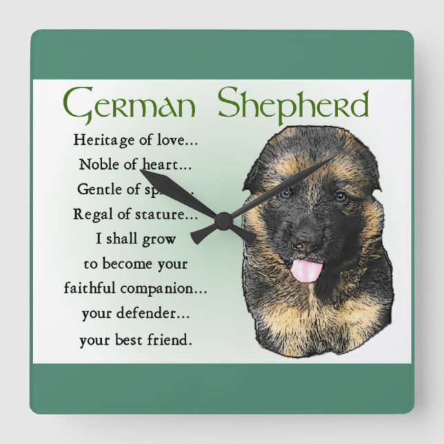 Relógio Quadrado Herança german shepherd dos presentes de amor (Frente)