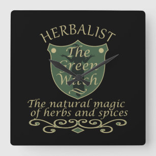 Relógio Quadrado herbalista a bruxa verde