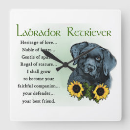 Relógio Quadrado Heritage Labrador Retreiver Puppy Gifts