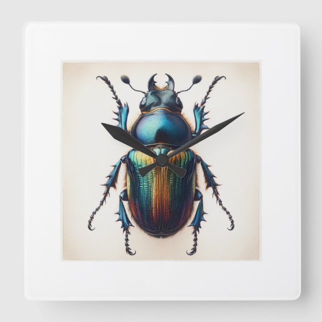Relógio Quadrado Hesperophanes Beetle Painting IREF902 - Watercolor (Frente)