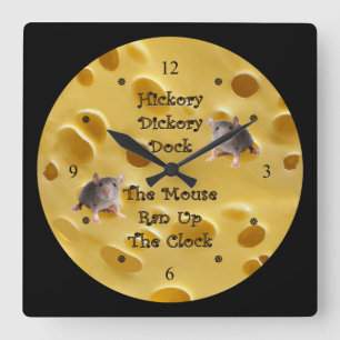 Relógio Quadrado Hickory Dickory Dock ~ Swiss Cheese