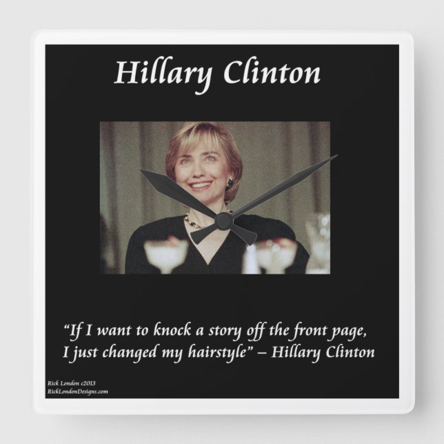 Relógio Quadrado Hillary Clinton Funny Hairstyle Cote Wall Clock (Frente)