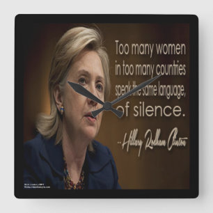 Relógio Quadrado Hillary Clinton & Women R Silent Quote Wall Clock
