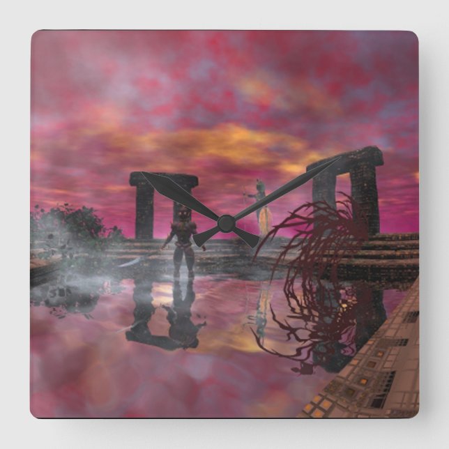 Relógio Quadrado HIPERION TEMPLE OF WATER Science Fiction, Sci-Fi (Frente)