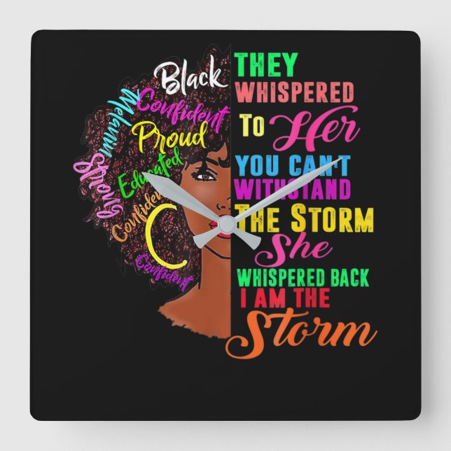 Relógio Quadrado História Negra Mês Africano (Frente)