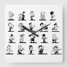 Relógio Quadrado Histórias em quadrinhos retro preto e branco