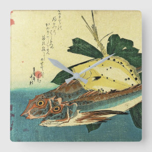 Relógio Quadrado Hobo & Karei - Impressão de Peixe Japonês de Hiros