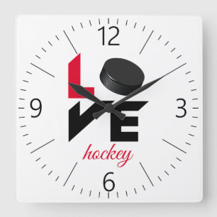 Relógio Quadrado Hockey com amor