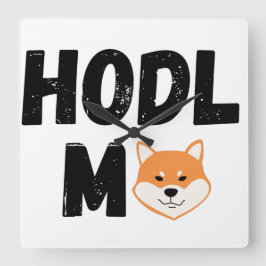 Relógio Quadrado Hodl Me Shiba Inu Crypto Square Wall Clock