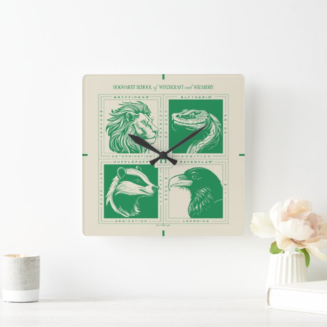 Relógio Quadrado HOGWARTS™ House Animal Grid (Lar)