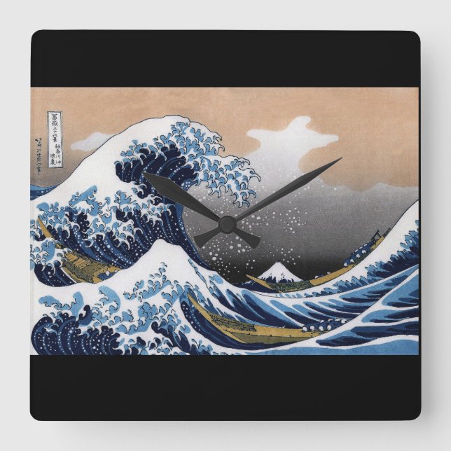 Relógio Quadrado Hokusai , “ The Great Wave off Kanagawa ” (Frente)