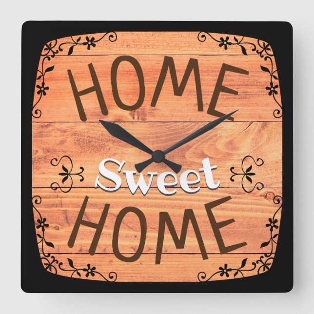Relógio Quadrado Home Sweet Home (Frente)