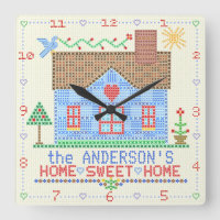 Home Sweet Home Cross Stitch House | Nome da famíl
