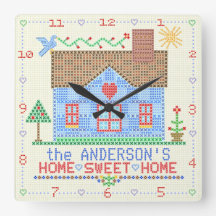 Home Sweet Home Cross Stitch House | Nome da famíl