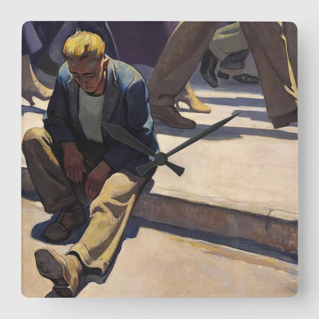 Relógio Quadrado Homem esquecido, 1934 por Maynard Dixon (Frente)