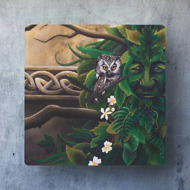 Relógio Quadrado Homem Verde Celta (Criador carregado)