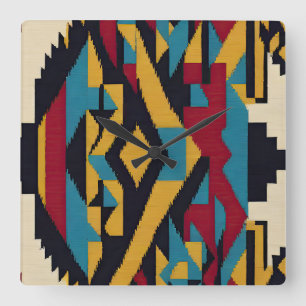 Relógio Quadrado Homenagem nativa americana ao Abstrato 01