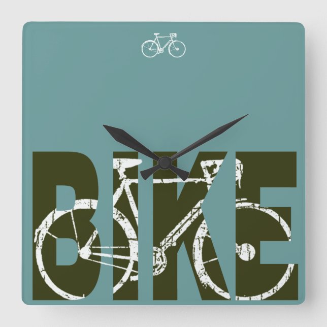 Relógio Quadrado Hora da bicicleta. Hora da bicicleta (Frente)