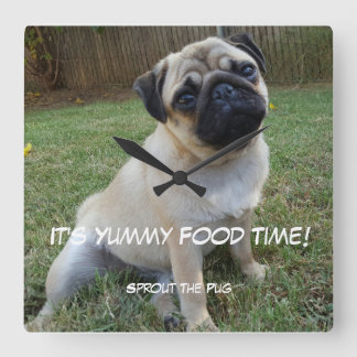 Relógio Quadrado Hora da Comida Yummy