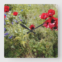 Relógio Quadrado Hora das papoilas