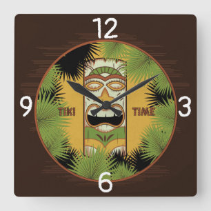 Relógio Quadrado Hora de Tiki