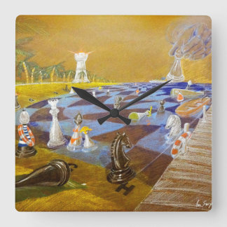 Relógio Quadrado Hora do Xadrez