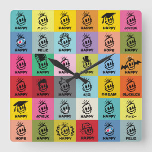 Relógio Quadrado Hora FELIZ