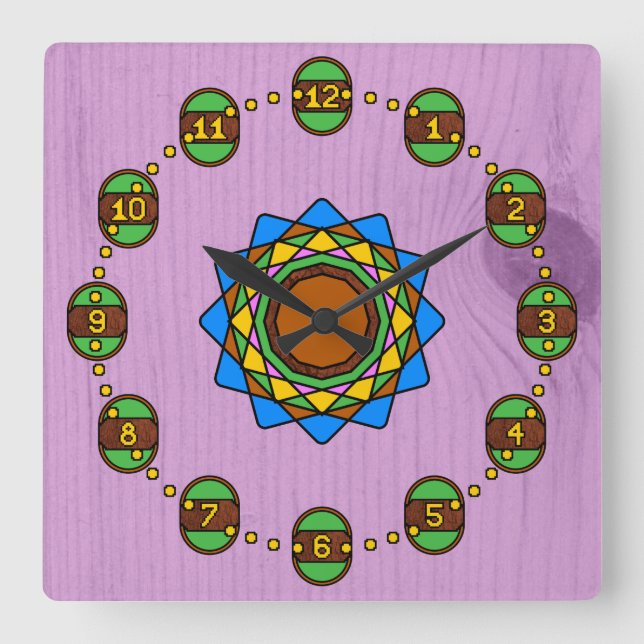 Relógio Quadrado Horas no Velho Lado de Madeira (Frente)